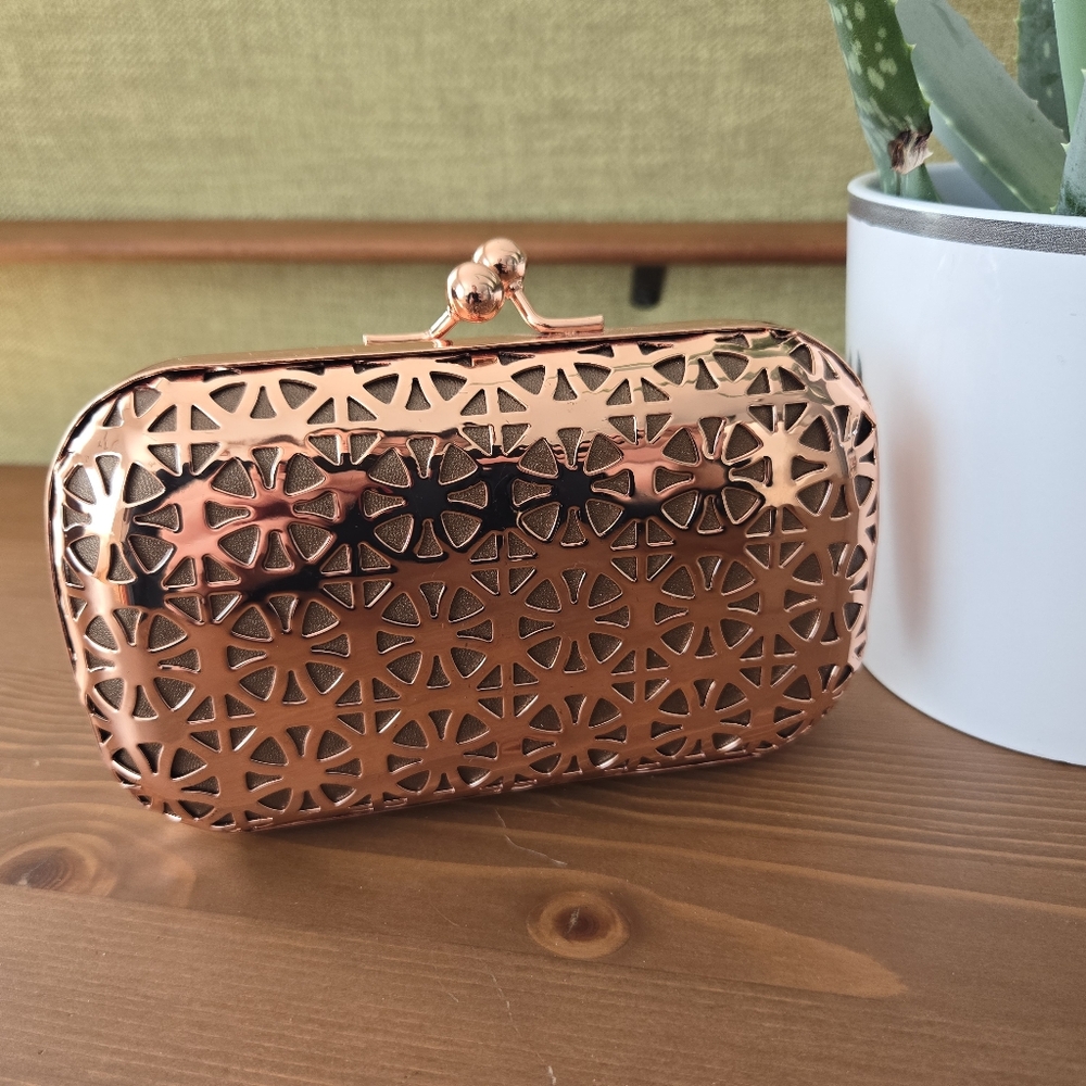 MMS Design Studio Copper Geometric Clutch